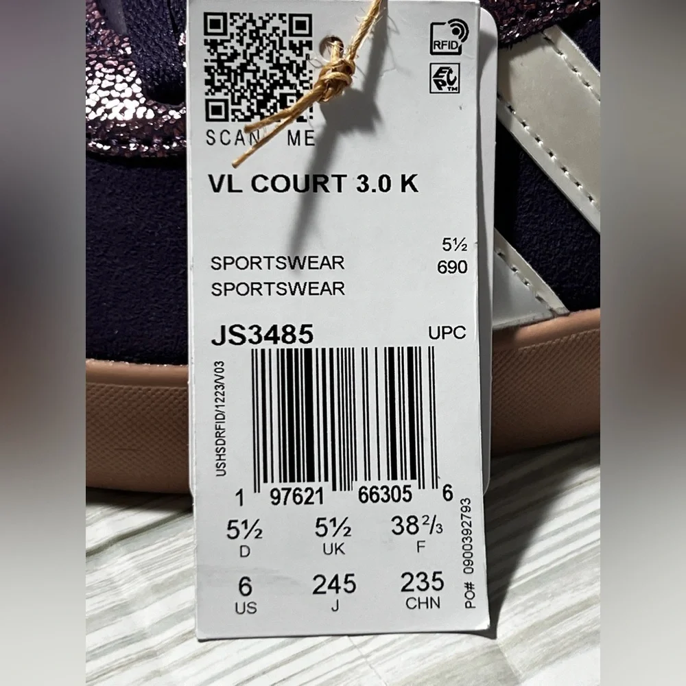 Adidas VL‎ Court 3.0 youth kids sneakers shoes purple size 6 JS3485 - Picture 12 of 14